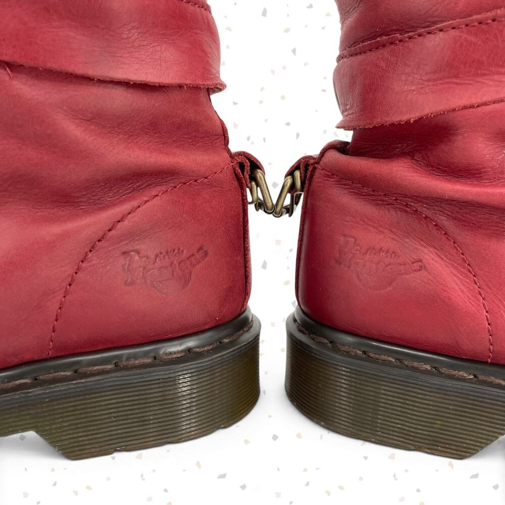 Dr. Martens Triumph Boots Red Oxblood Leather Pirate Fold Down Floral Boots US 9 - Picture 10 of 16